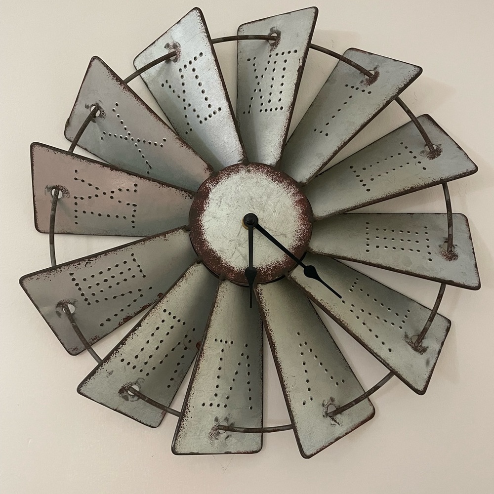 Rustic Windmill Wall Clock - Gray and Brown